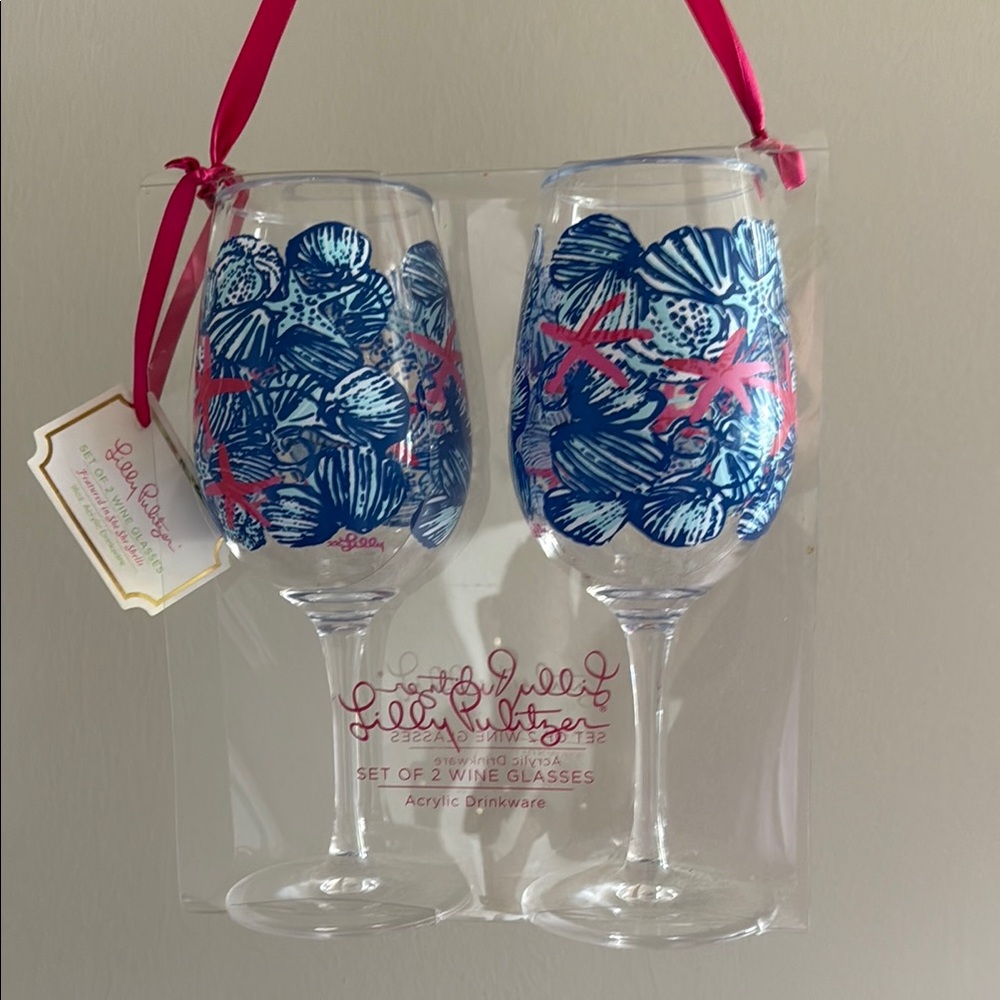 Lilly Pulitzer Vibrant Seashell Wine Glass Set